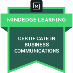 MindEdge Learning-branded badge with the text Certificate in Business Communications